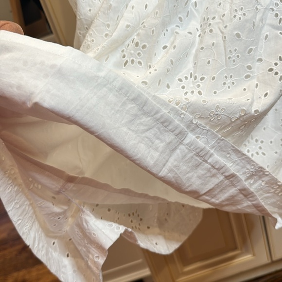 J Crew white eyelet long puff sleeve dress- fully lined- size 00 - Picture 6 of 10